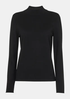 Black Mira Funnel Neck Knit