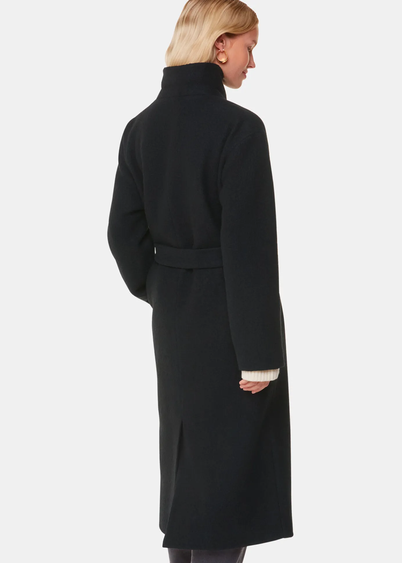 Black Morgan Funnel Neck Coat