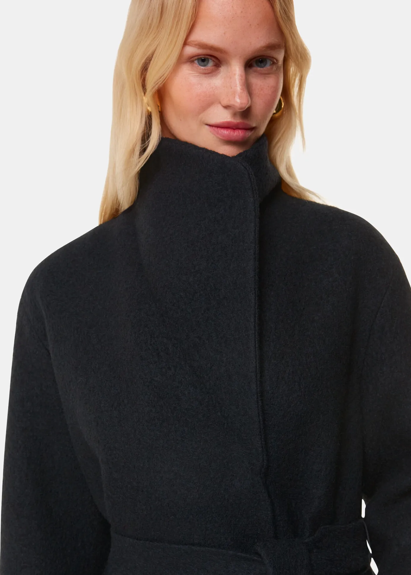 Black Morgan Funnel Neck Coat