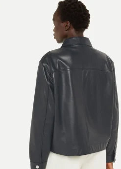 Black Natia Leather Western Jacket