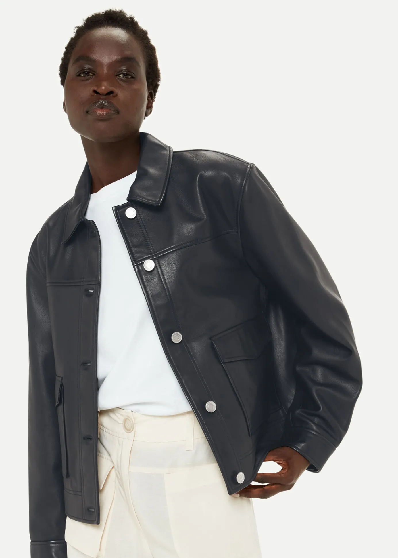 Black Natia Leather Western Jacket