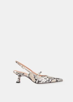 Black Nila Snake Slingback Heel
