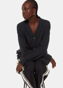 Black Nina Button Front Cardigan