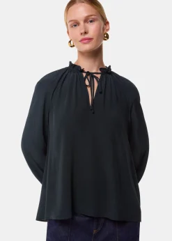 Black Paige Tie Neck Blouse