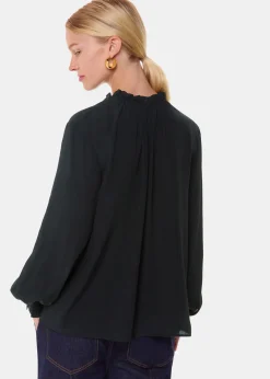 Black Paige Tie Neck Blouse