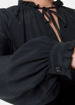 Black Paige Tie Neck Blouse