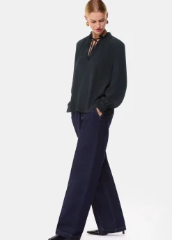 Black Paige Tie Neck Blouse