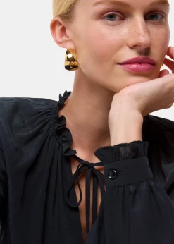 Black Paige Tie Neck Blouse