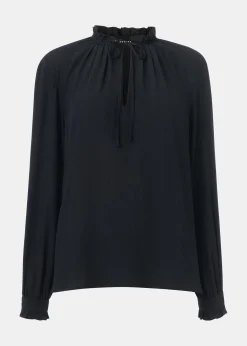 Black Paige Tie Neck Blouse