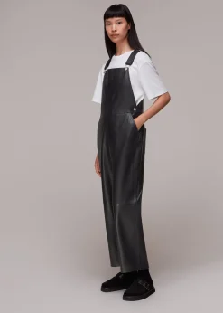 Black Peyton Leather Dungarees