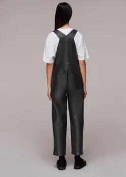 Black Peyton Leather Dungarees