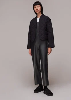 Black Peyton Leather Dungarees