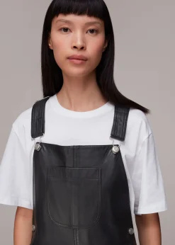 Black Peyton Leather Dungarees