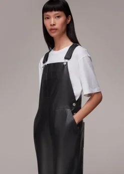 Black Peyton Leather Dungarees