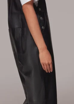 Black Peyton Leather Dungarees