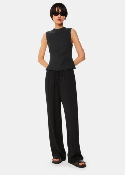 Black Plisse Sleeveless Top