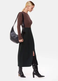 Black Ponte Straight Skirt