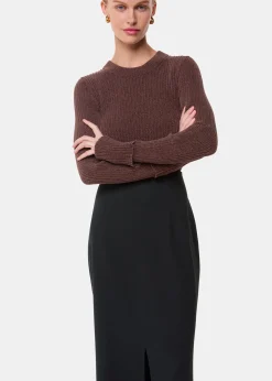 Black Ponte Straight Skirt