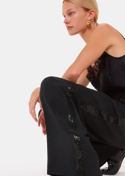Black Quinn Sequin Stripe Trouser