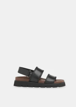Black Ruben Whipstitch Velcro Sandal