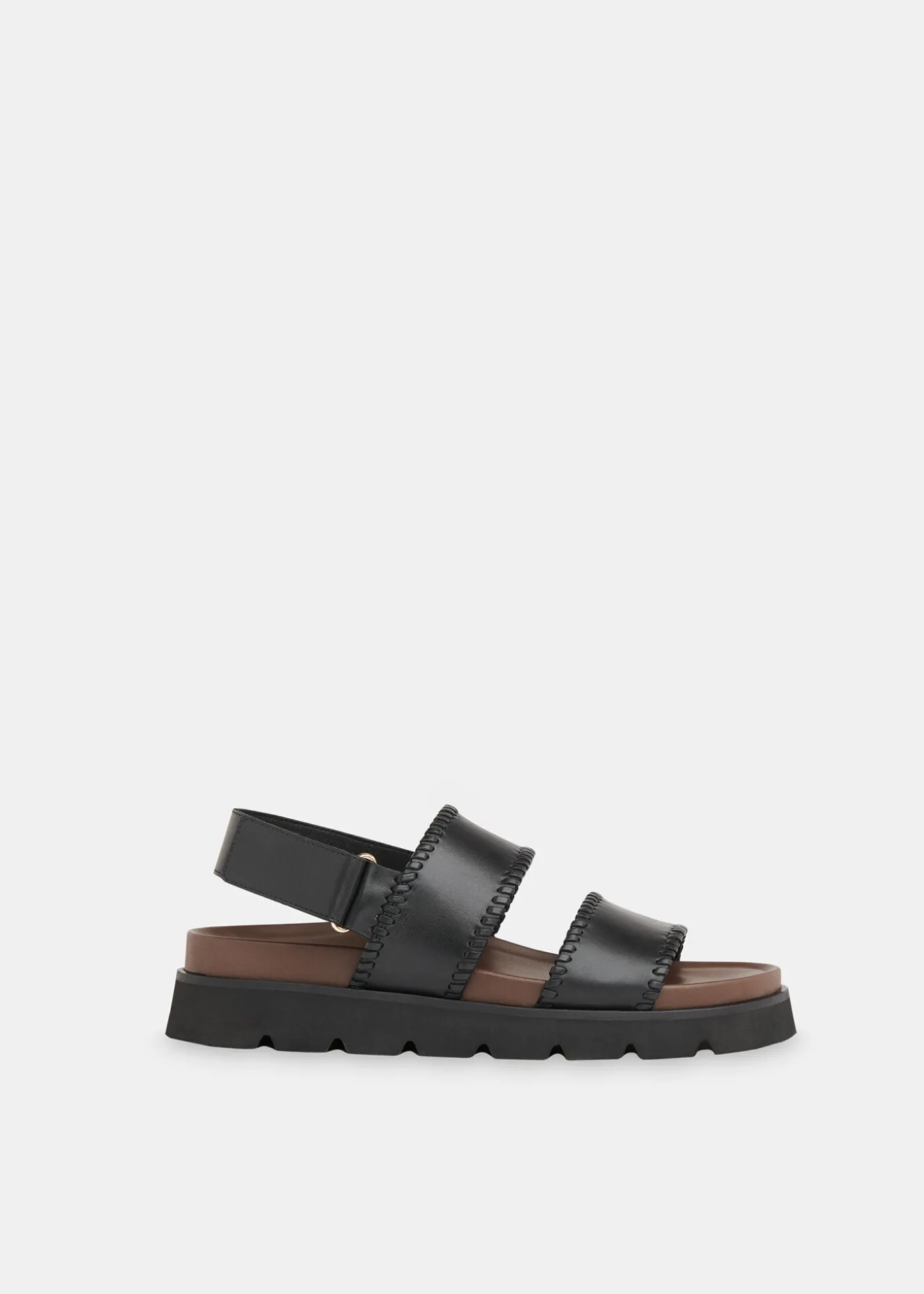 Black Ruben Whipstitch Velcro Sandal