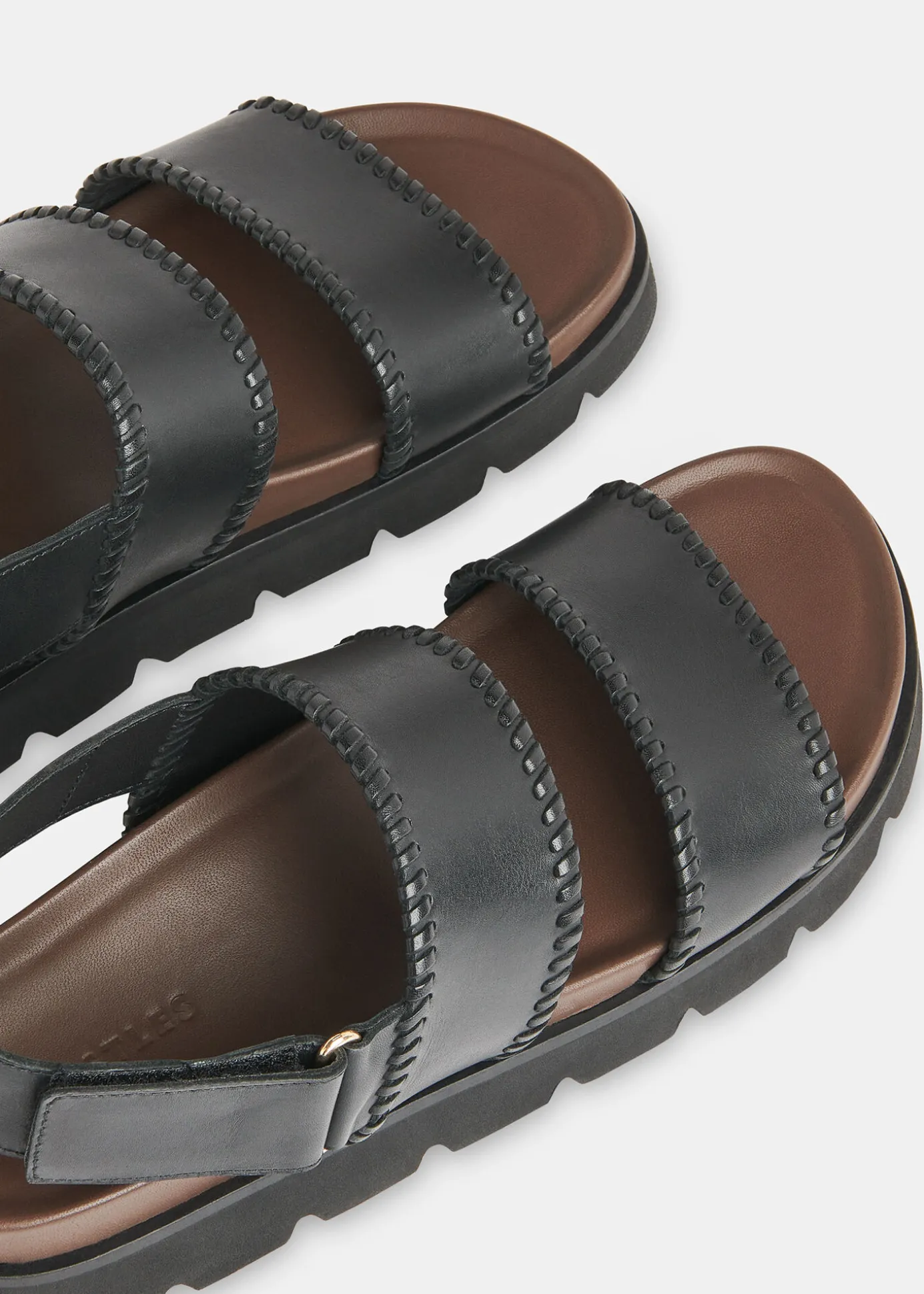Black Ruben Whipstitch Velcro Sandal
