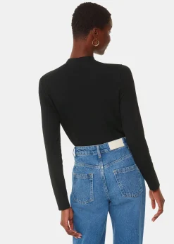Black Ruched Front Detail Jersey Top