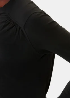 Black Ruched Front Detail Jersey Top