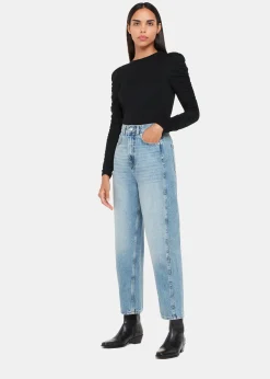 Black Ruched Sleeve Top