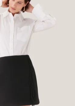 Black Sadie Wool Fringe Skirt