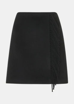 Black Sadie Wool Fringe Skirt
