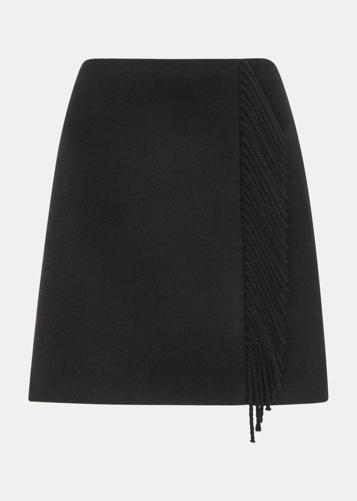 Black Sadie Wool Fringe Skirt