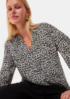 Black Scribble Print Blouse