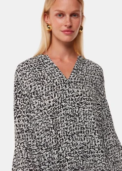 Black Scribble Print Blouse