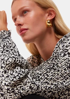Black Scribble Print Blouse