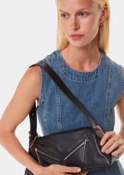Black Seva Triple Zip Shoulder Bag
