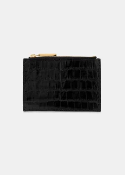 Black Shiny Croc Coin Purse