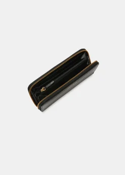 Black Shiny Croc Long Purse