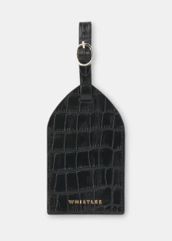 Black Shiny Croc Luggage Tag