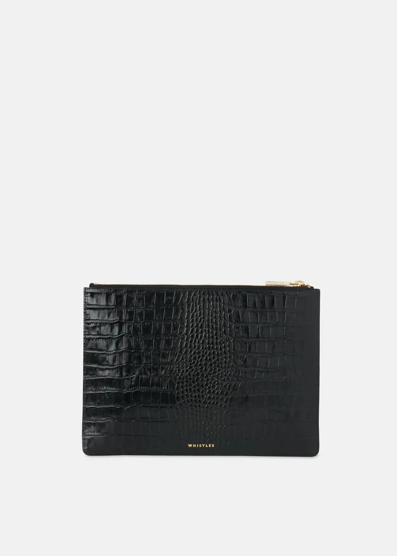 Black Shiny Croc Medium Clutch