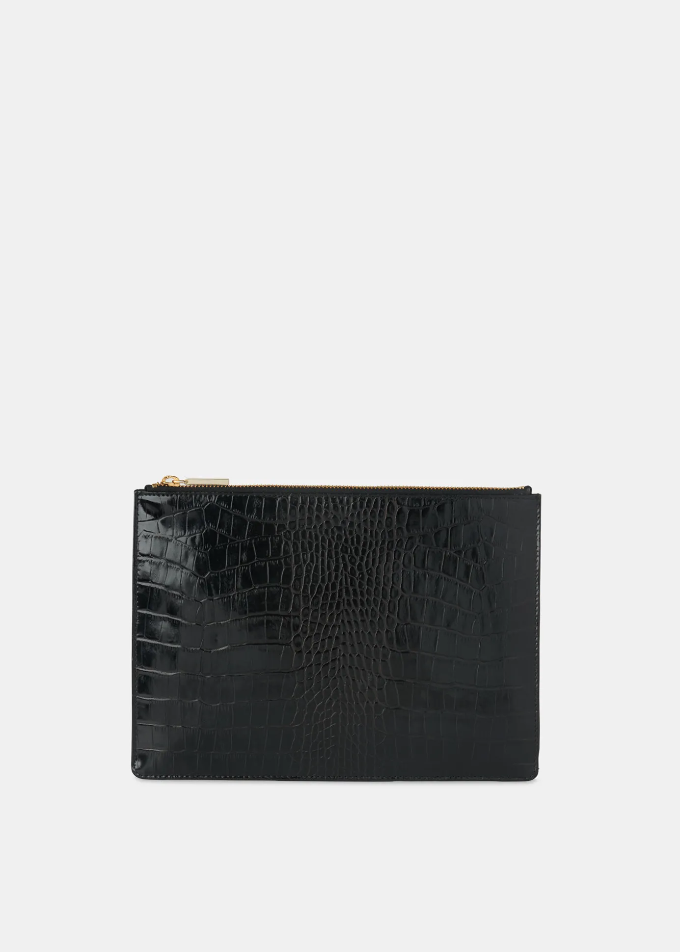 Black Shiny Croc Medium Clutch