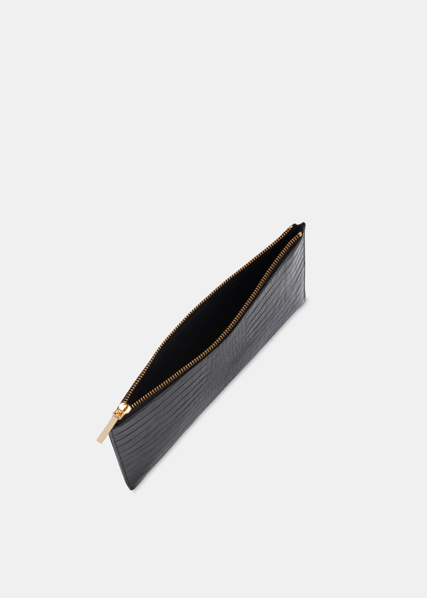 Black Shiny Croc Medium Clutch
