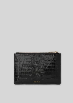 Black Shiny Croc Small Clutch