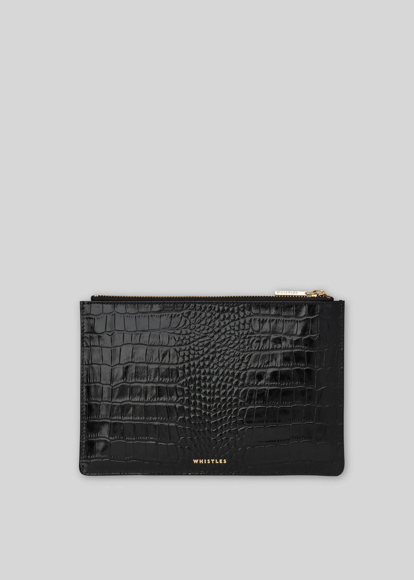 Black Shiny Croc Small Clutch