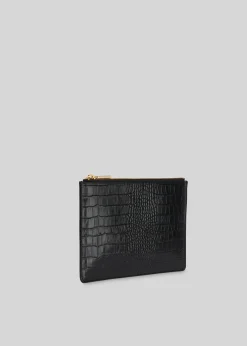 Black Shiny Croc Small Clutch