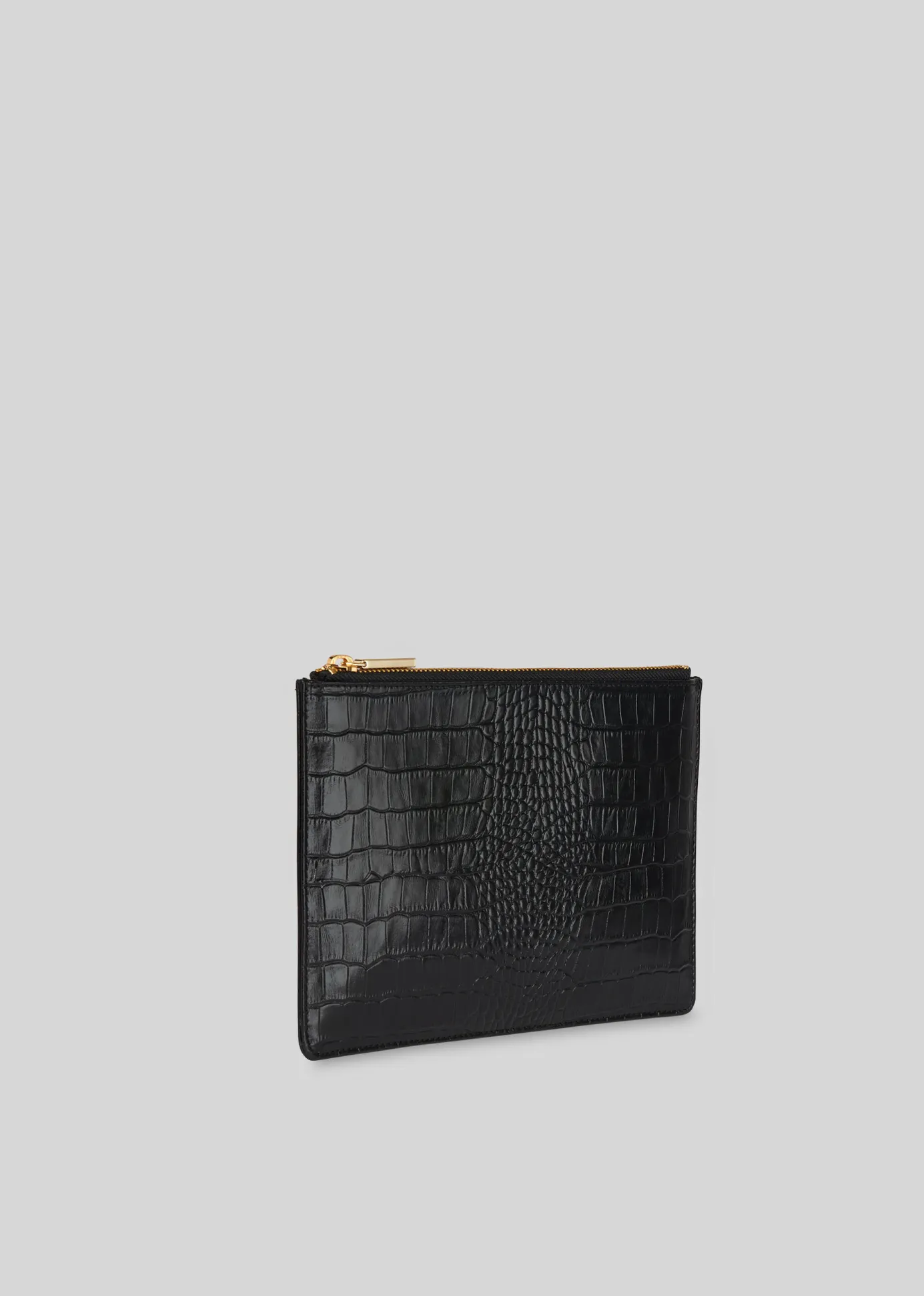 Black Shiny Croc Small Clutch