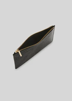 Black Shiny Croc Small Clutch