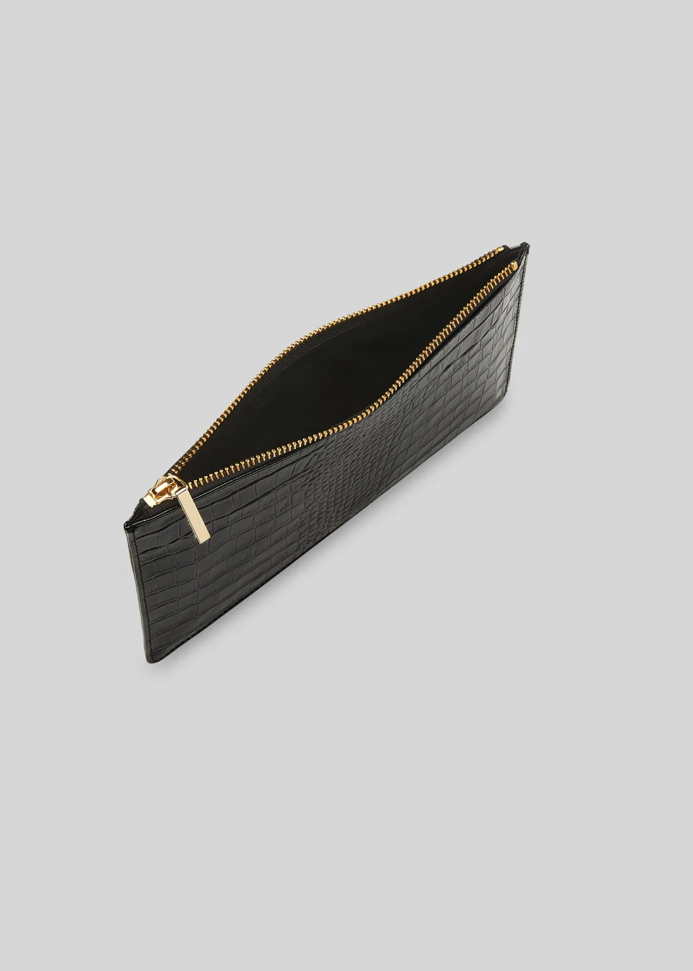 Black Shiny Croc Small Clutch