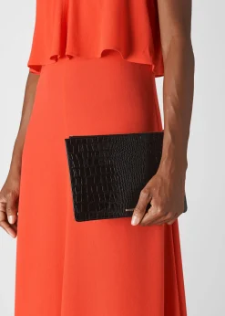 Black Shiny Croc Small Clutch