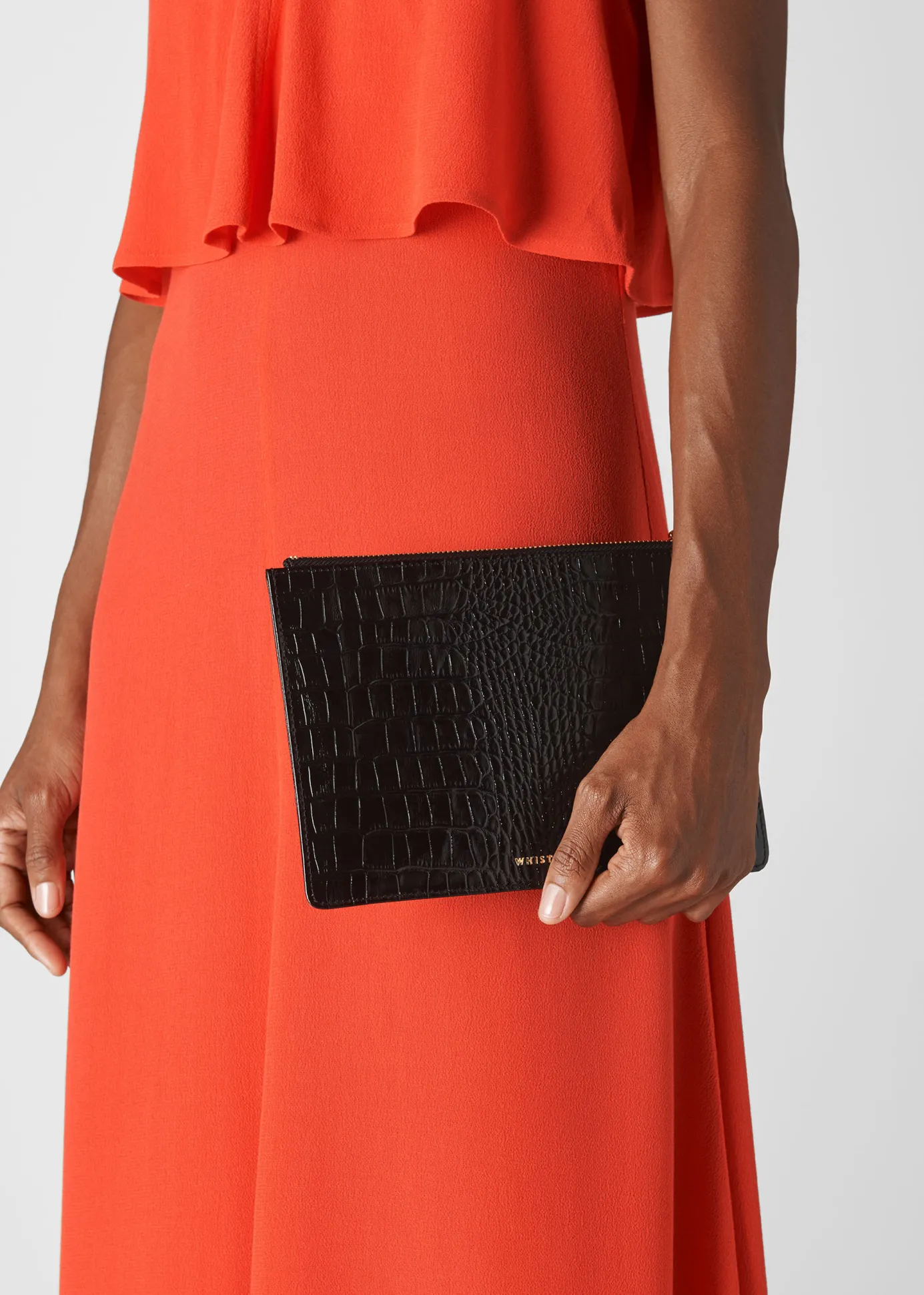Black Shiny Croc Small Clutch